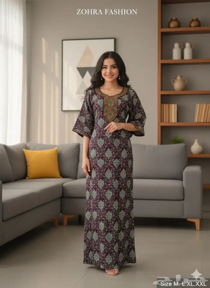 جلابيات كشميري نسائية نص كم واكم طويل جمله بدرزن 35