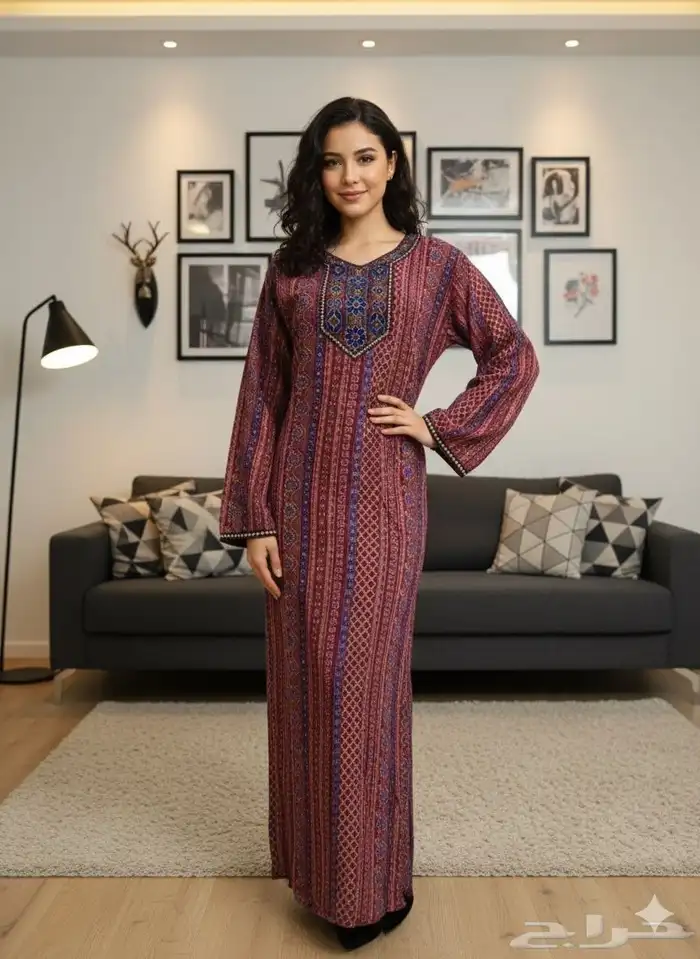 جلابيات كشميري نسائية نص كم واكم طويل جمله بدرزن 21