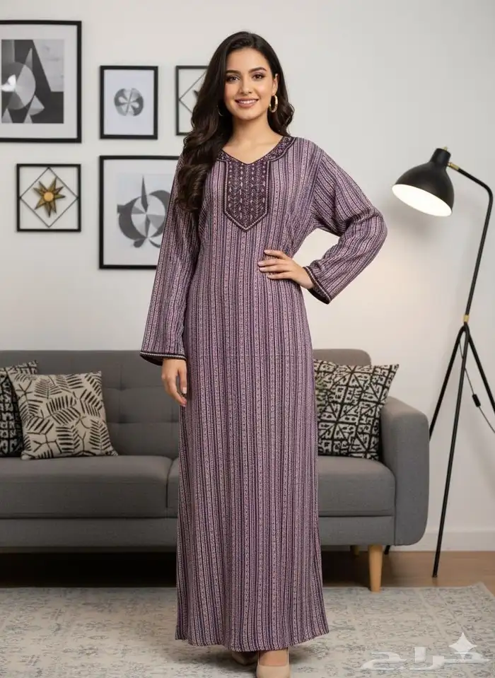 جلابيات كشميري نسائية نص كم واكم طويل جمله بدرزن 27