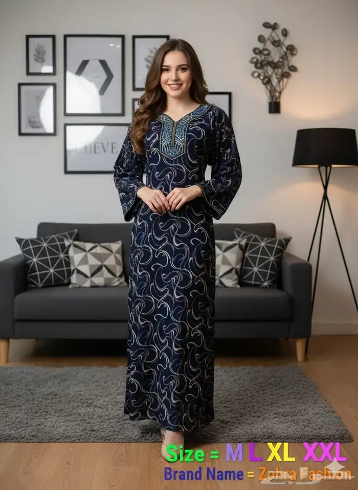 جلابيات كشميري نسائية نص كم واكم طويل جمله بدرزن 28