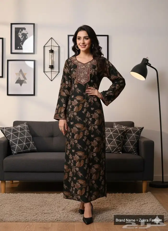 جلابيات كشميري نسائية نص كم واكم طويل جمله بدرزن 23