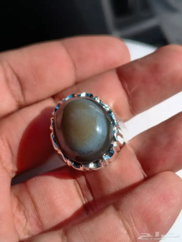 خاتم فضة بحجر العقيق السليماني اليماني 5