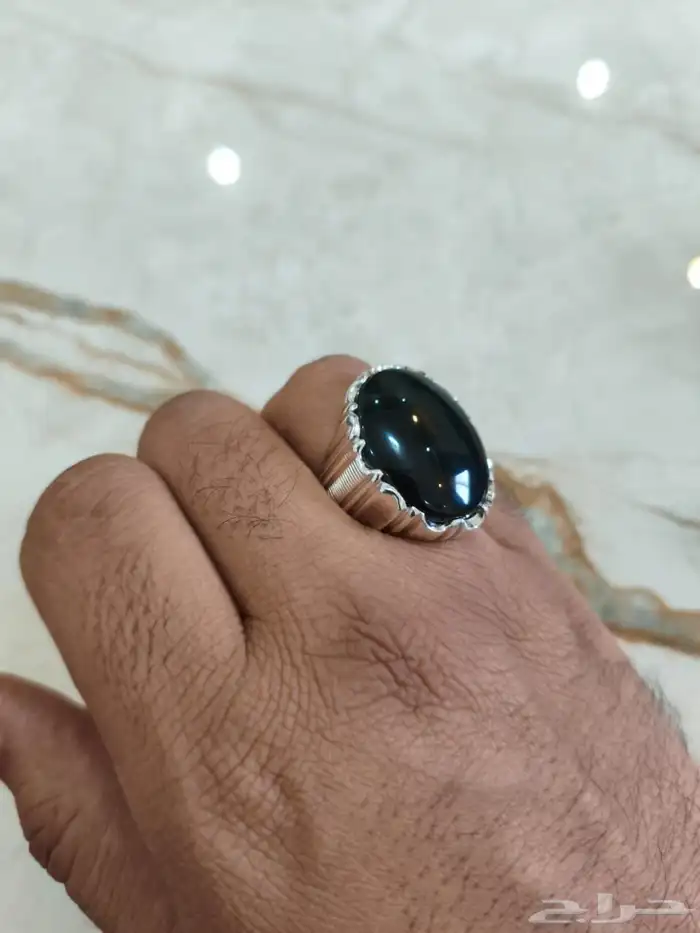 خاتم فضة بحجر الجزع اليماني 6
