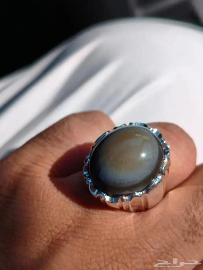 خاتم فضة بحجر العقيق السليماني اليماني 11