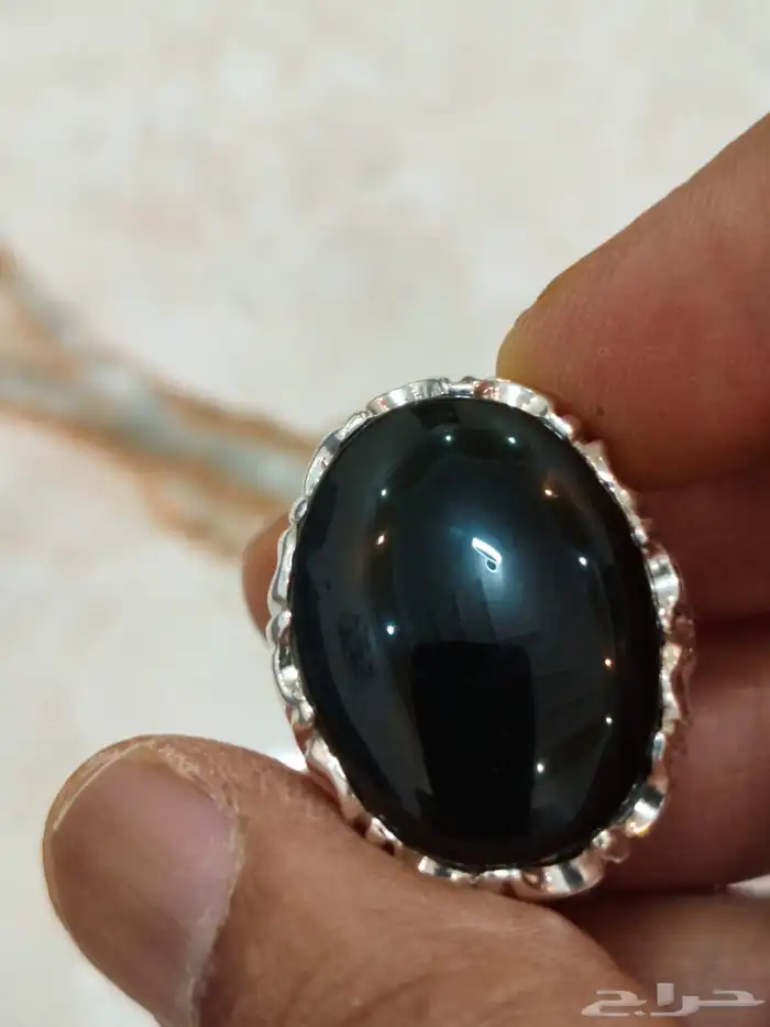 خاتم فضة بحجر الجزع اليماني 3