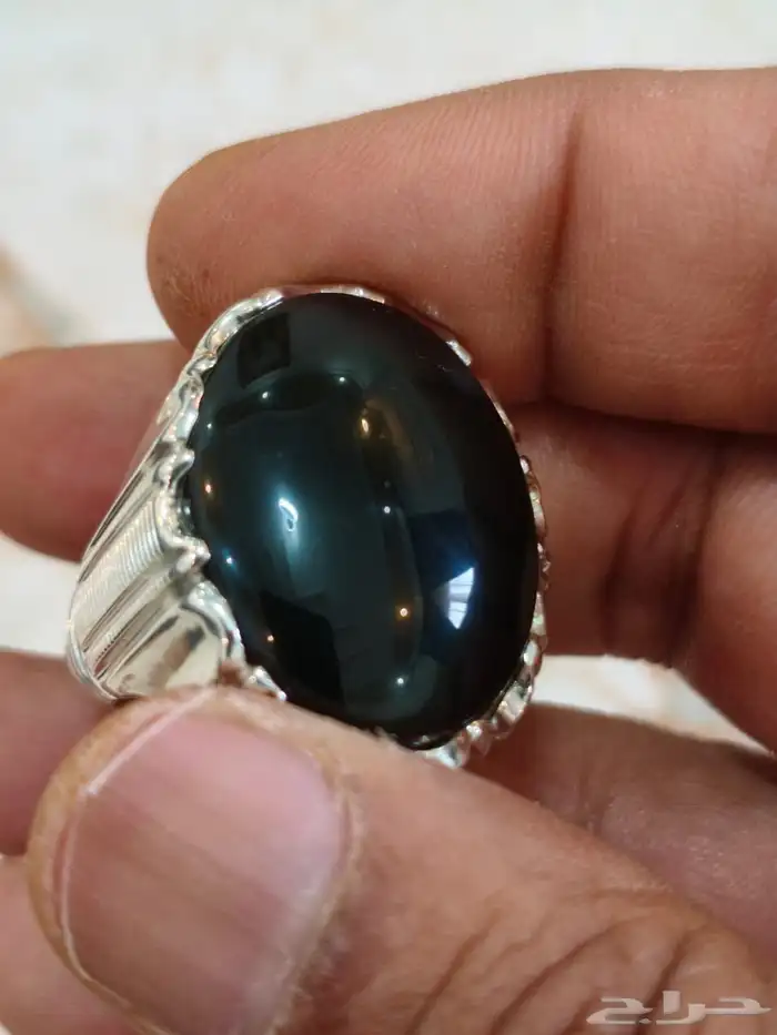 خاتم فضة بحجر الجزع اليماني 2