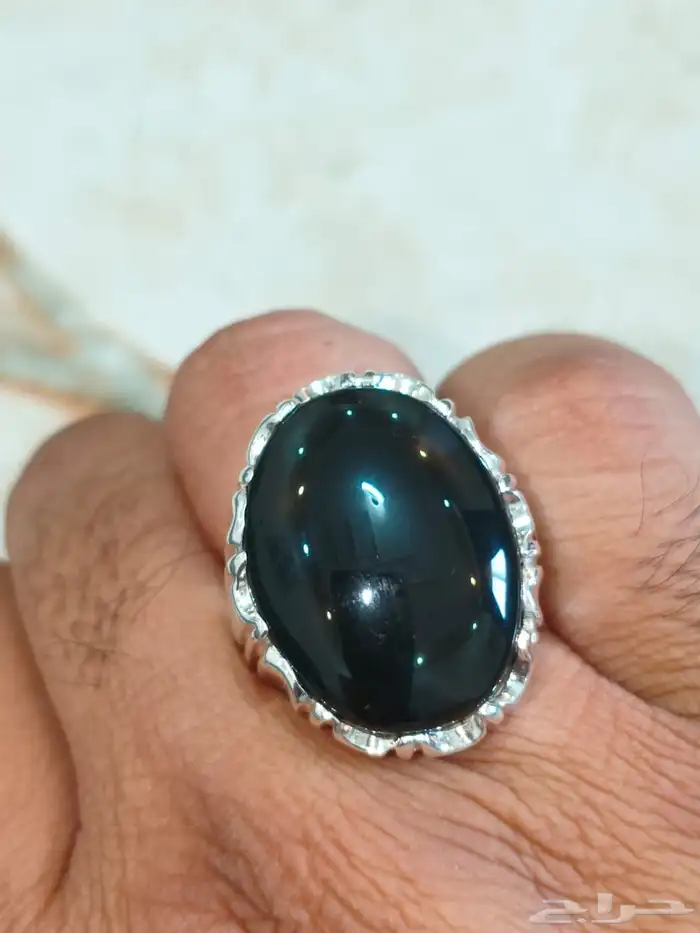 خاتم فضة بحجر الجزع اليماني 5