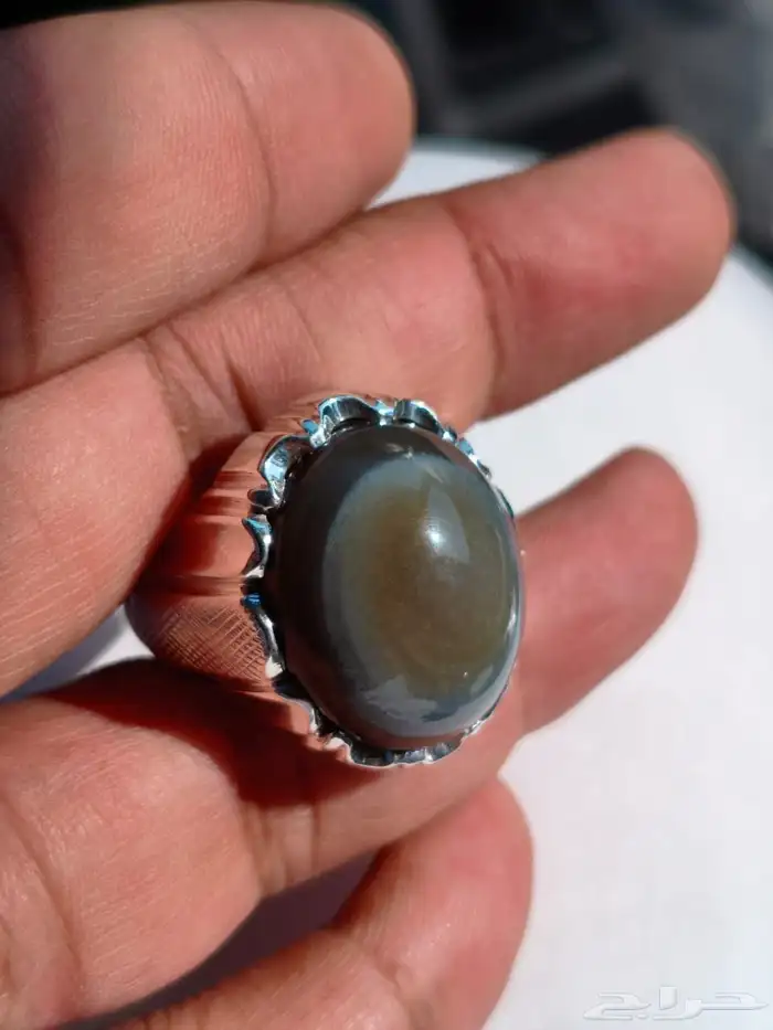 خاتم فضة بحجر العقيق السليماني اليماني 4