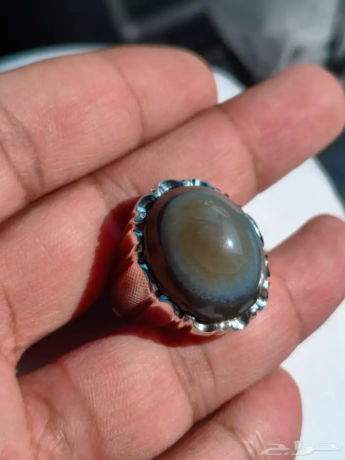 خاتم فضة بحجر العقيق السليماني اليماني 2