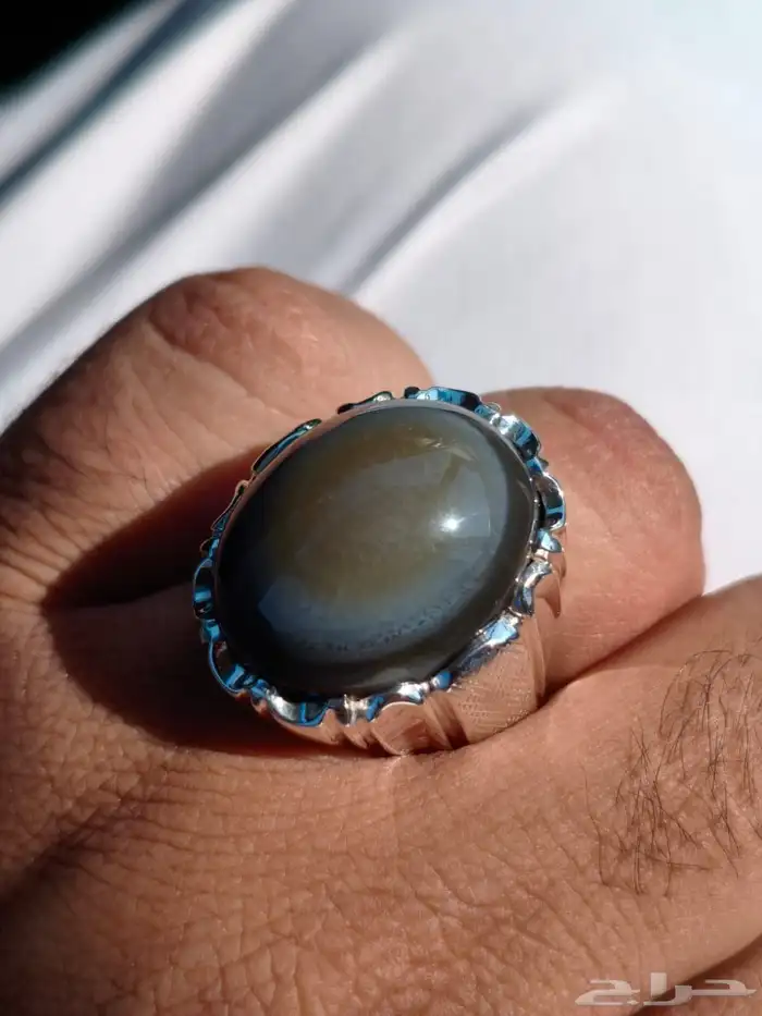 خاتم فضة بحجر العقيق السليماني اليماني 9