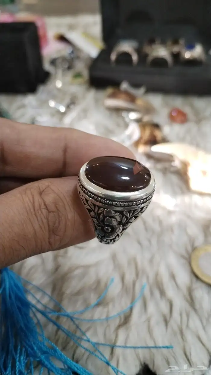 خاتم عقيق يماني كبدي صياغة عارف (تو فيس) 0