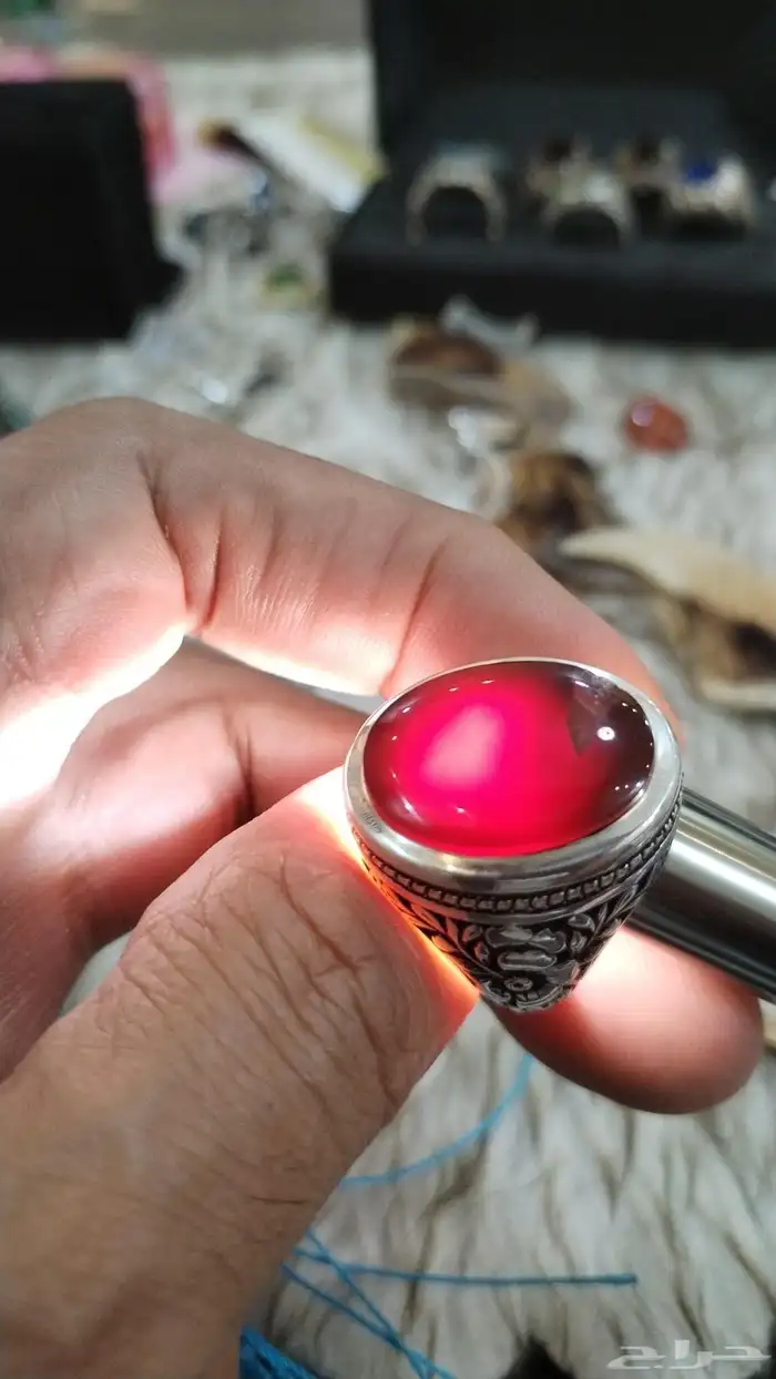 خاتم عقيق يماني كبدي صياغة عارف (تو فيس) 1