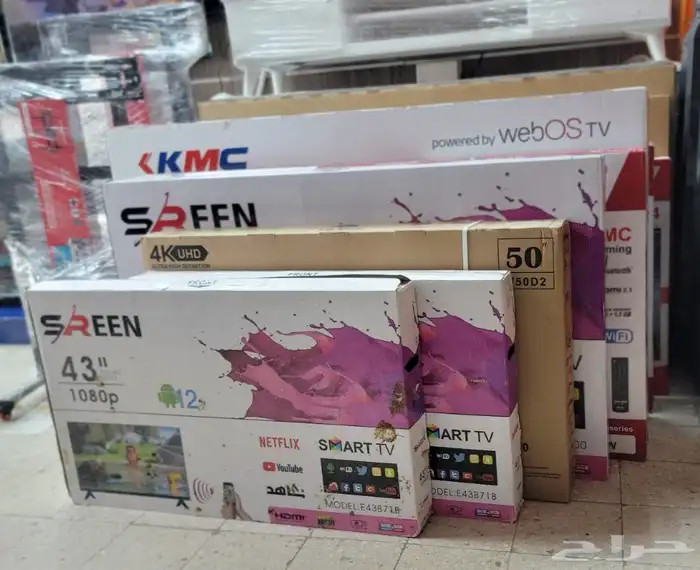 ضمان سنتين افضل الاسعار شاشه تلفزيون سمارت 4k.توصيل مجاني اخ 6