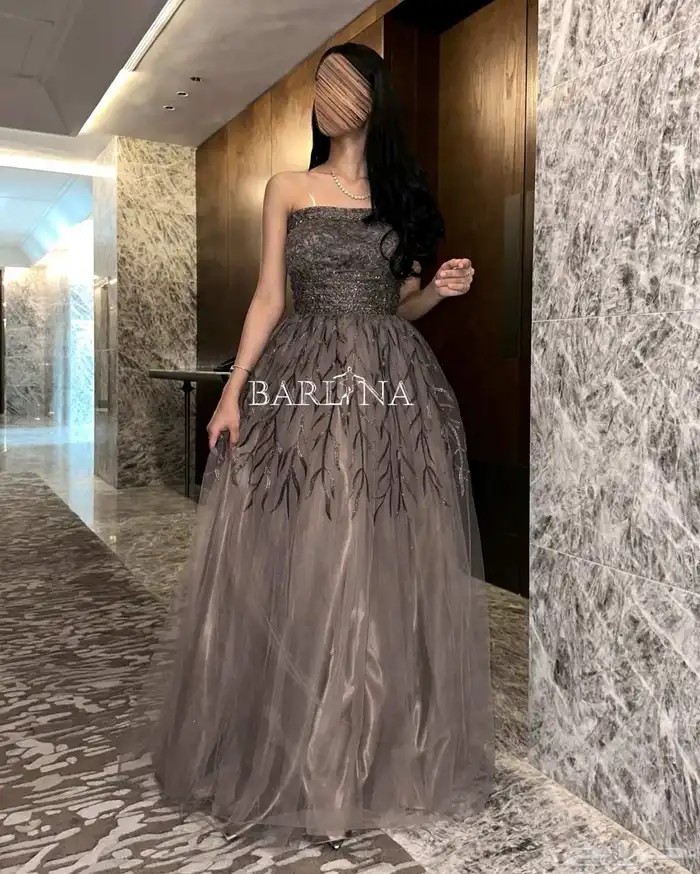 فستان سهرة فخم تل رصاصي 2