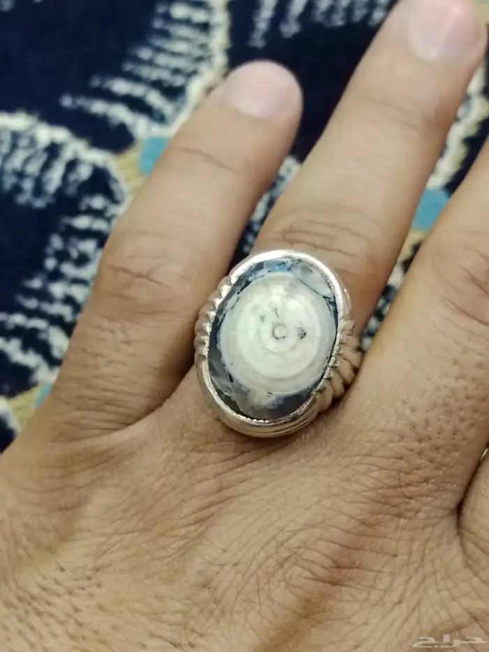 خاتم فضه بحجر العقيق اليماني الداؤوي 6
