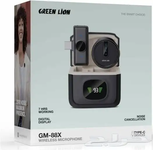 ميكروفون لاسلكي من جرين لايون لون أسود Green Lion Gm 88X Wir 1