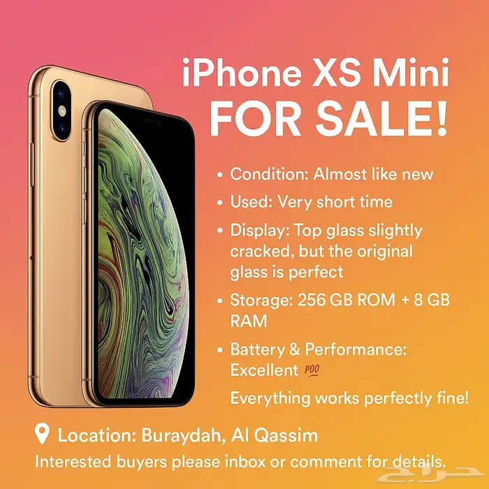iPhone XS Mini للبيع الحالة  شبه جديد   مدة ال 0