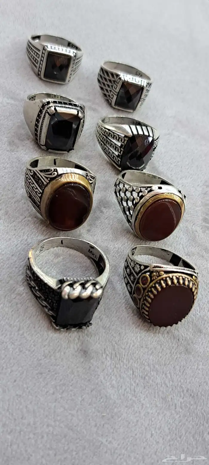 خواتم فضه عقيق يمني اصلي وخواتم فضه ايطالي 1