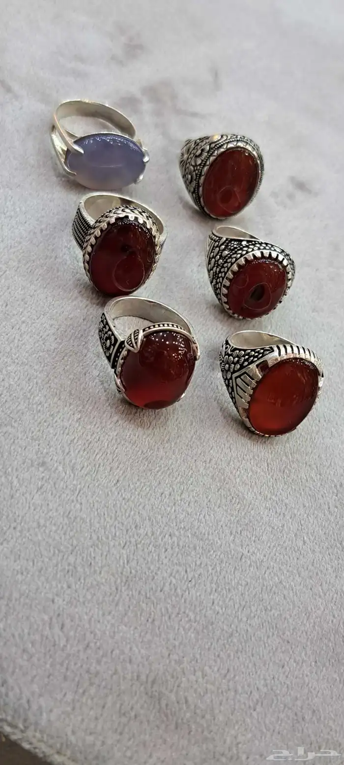 خواتم فضه عقيق يمني اصلي وخواتم فضه ايطالي 0