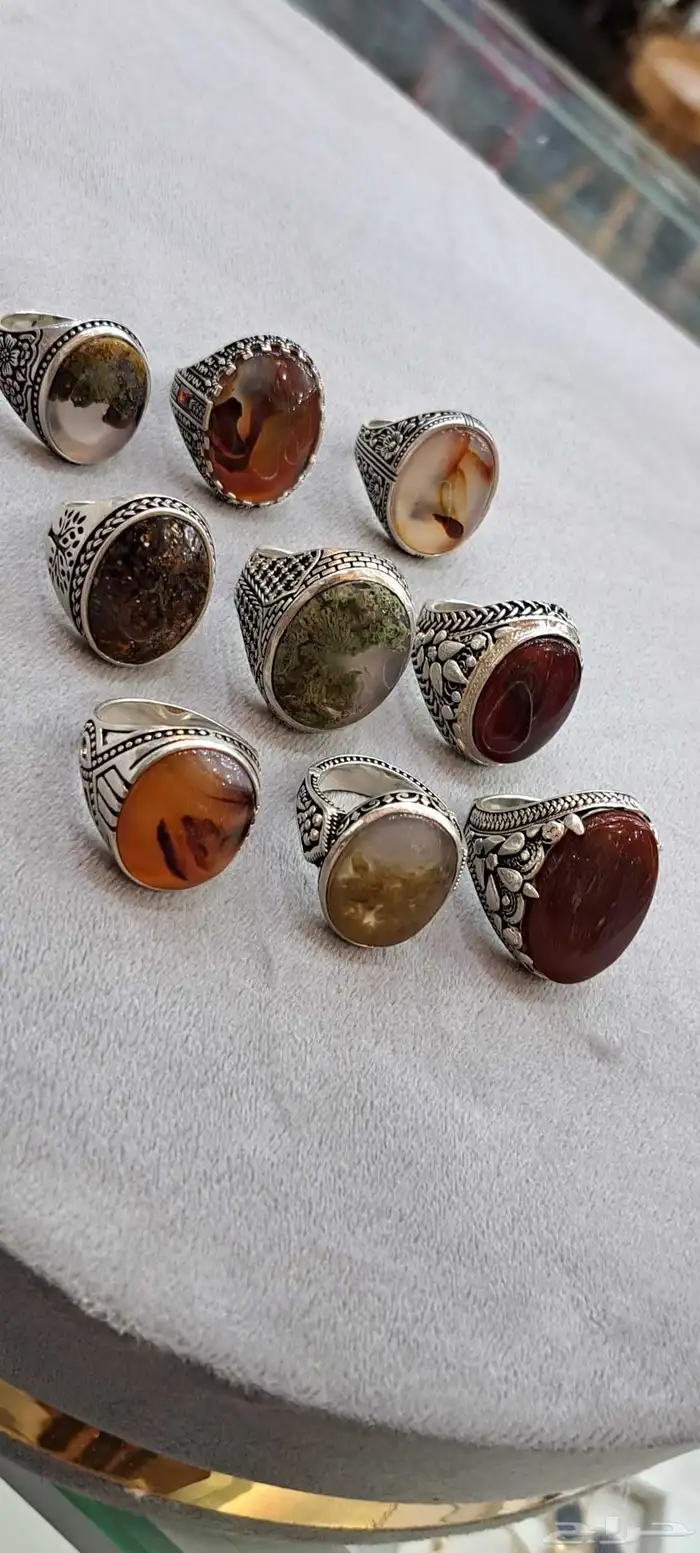 خواتم فضه عقيق يمني اصلي وخواتم فضه ايطالي 3