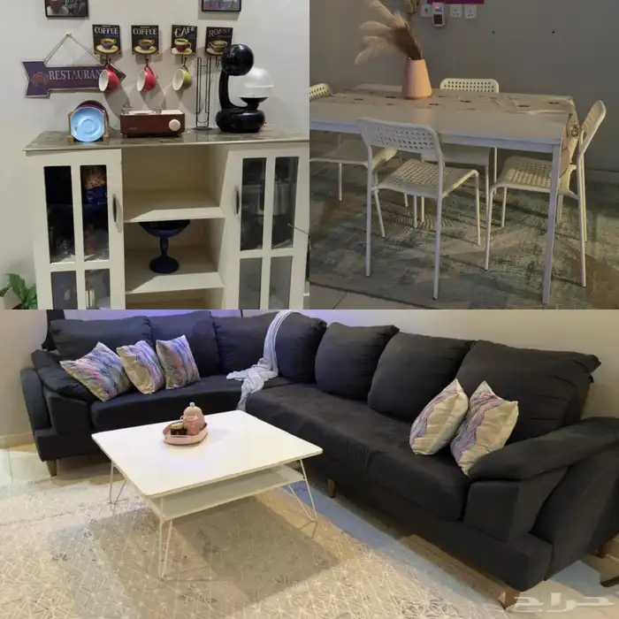 طاوله طعام 4كراسي كنب ال وطاوله ودولاب كوفي ب1200 0