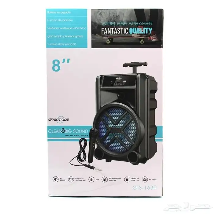 مكبر صوت GTS-1630 مع ميكروفون سلكي مدمج 6