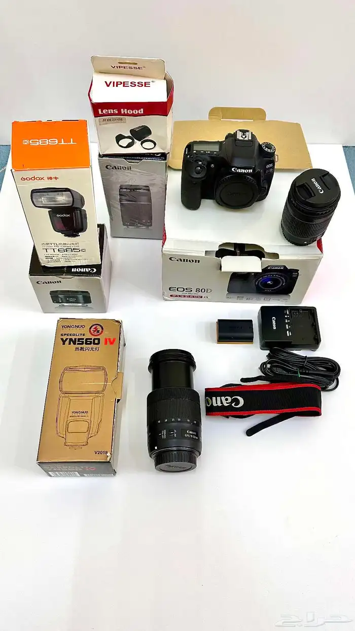 كاميرا كان 80D بطاريه   شاحن عدسه أساسيه 55-18 عدسه شامله 13 0