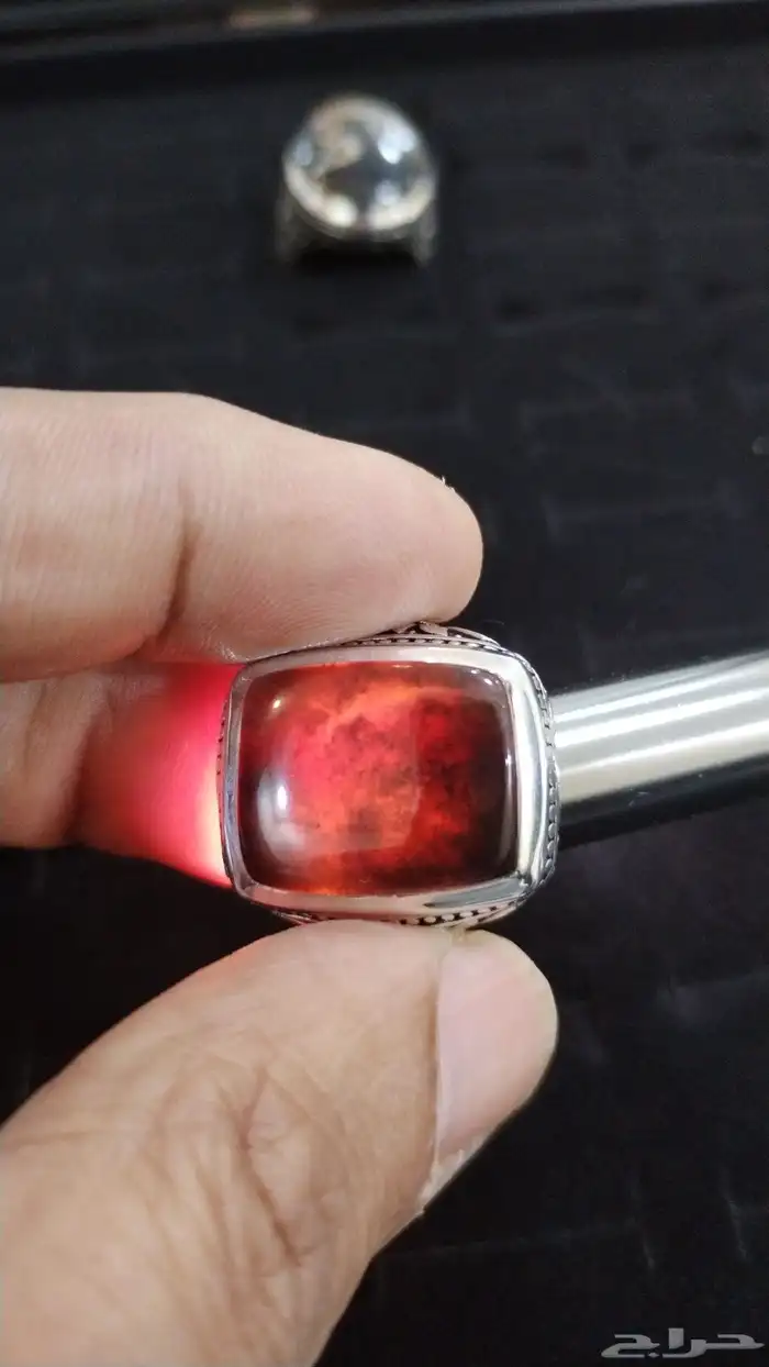 خاتم عقيق اسود شفة عبد صياغة ياسر 3