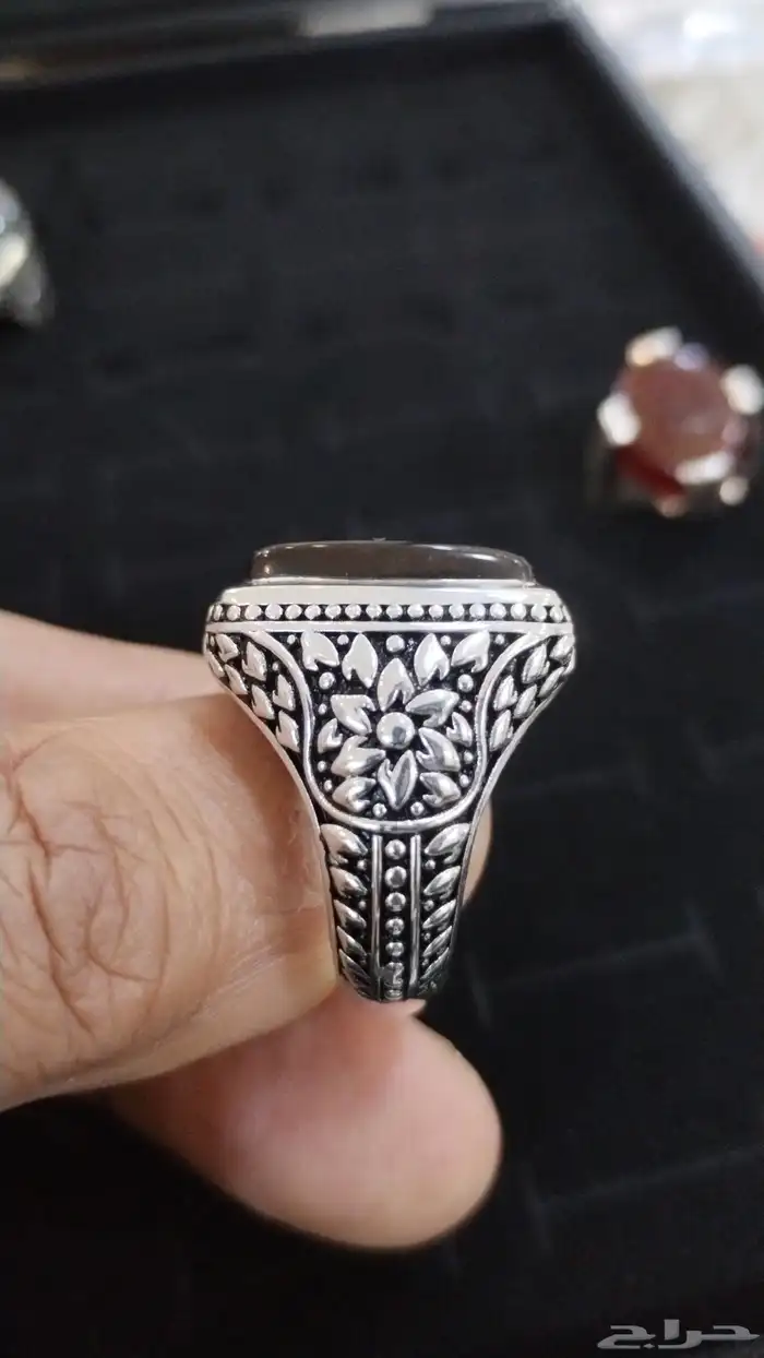 خاتم عقيق اسود شفة عبد صياغة ياسر 4