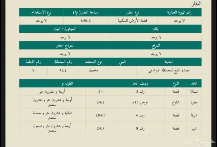 للبيع ارض سكنية في مصده الدوادمي تقبل التجزئة 1