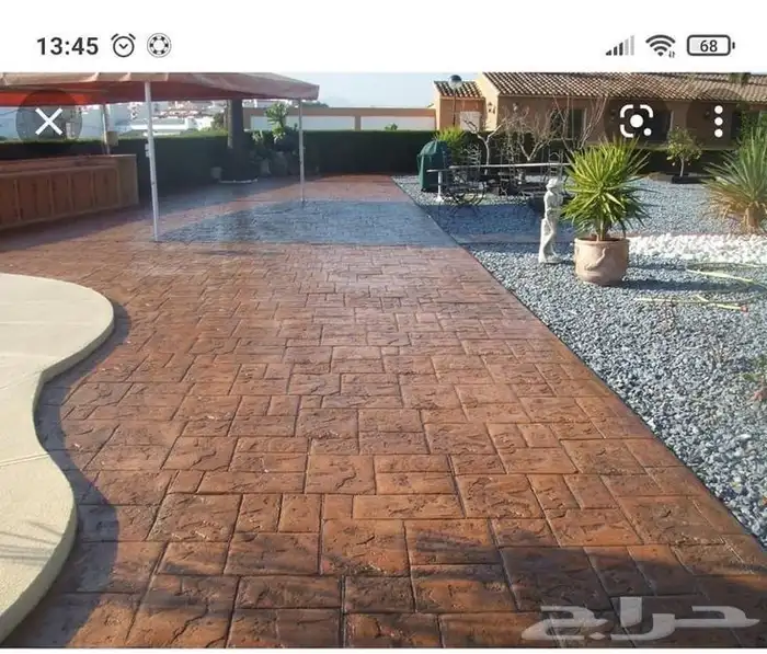 صبة مطبوعة خرسانه ملونة ديكورات painting work house 8