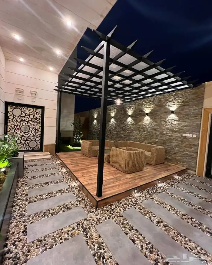 تنسيق حدائق الرياض عمل المظلات والجلسات 4