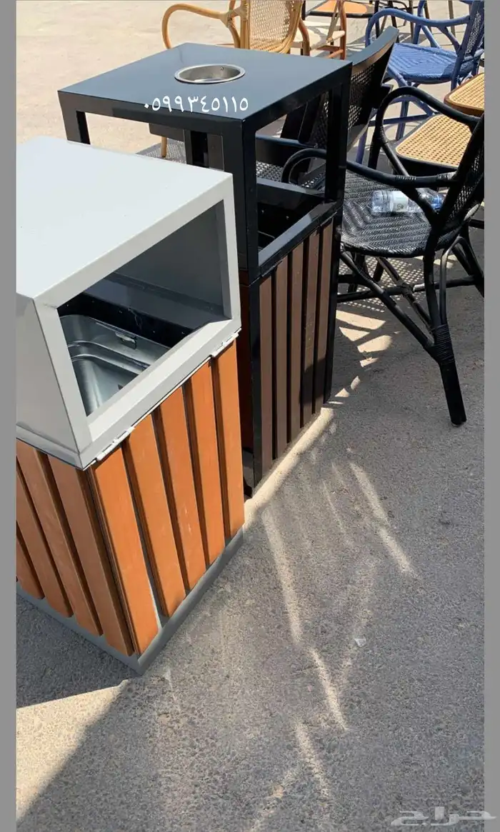 سلة مهملات بدون طفاية مثالي للاستخدام في الهواء الطلق 0