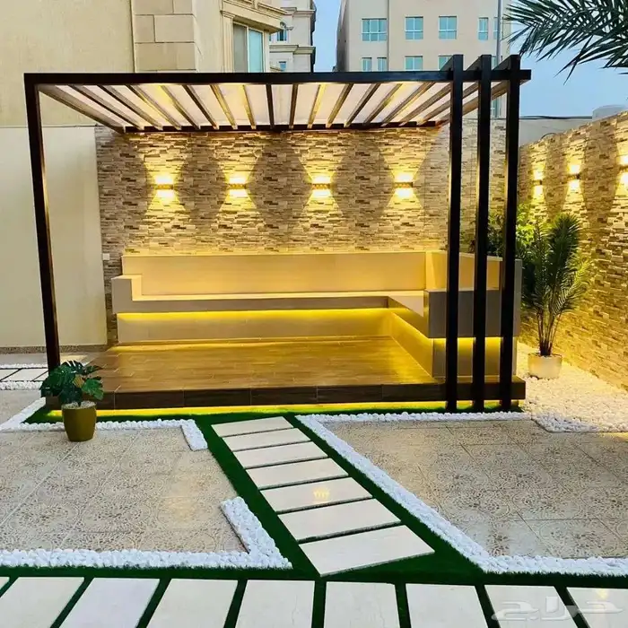 تنسيق حدائق الرياض عمل المظلات والجلسات 9
