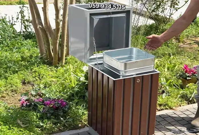 سلة مهملات بدون طفاية مثالي للاستخدام في الهواء الطلق 3