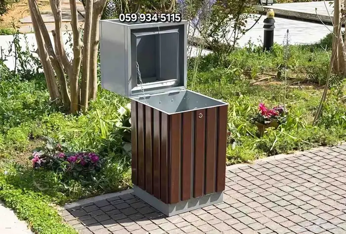 سلة مهملات بدون طفاية مثالي للاستخدام في الهواء الطلق 1