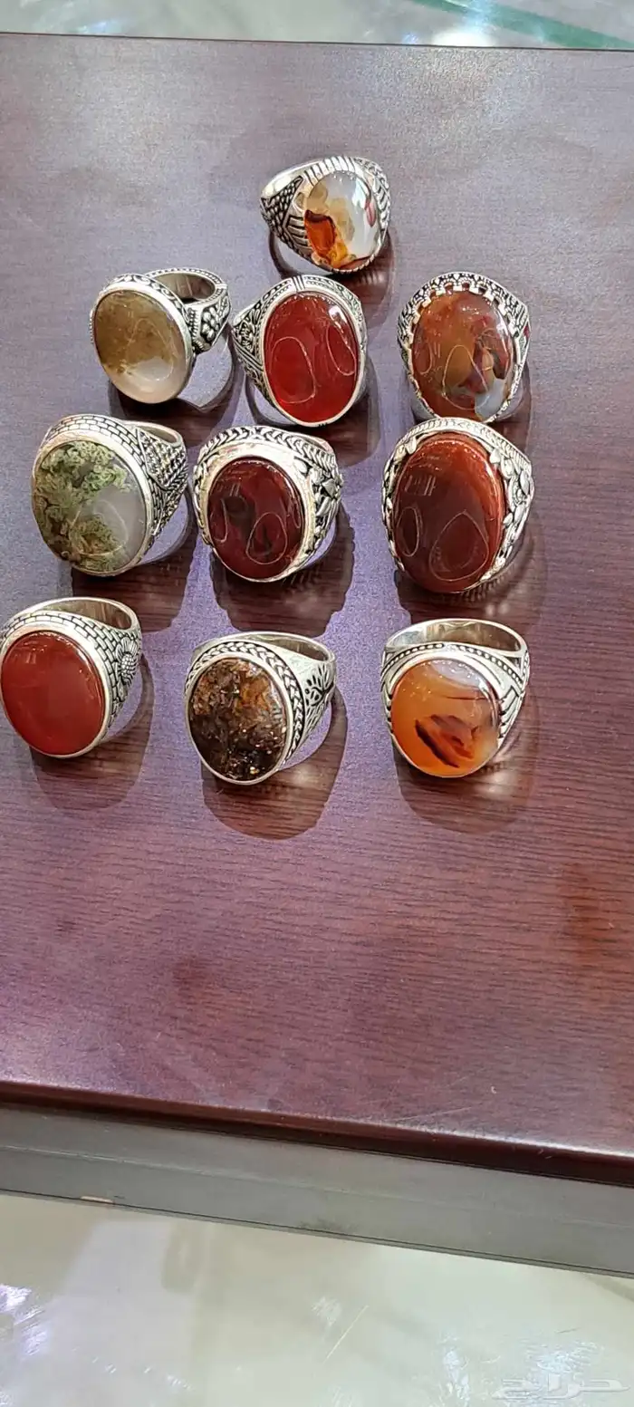 خواتم فضه عقيق يمني اصلي وخواتم ايطالي 0