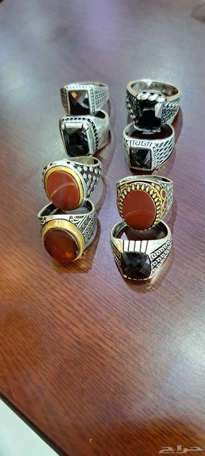 خواتم فضه عقيق يمني اصلي وخواتم ايطالي 2