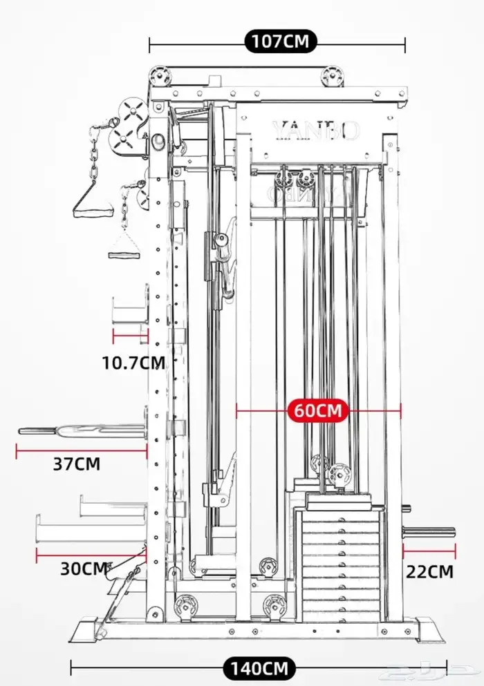جهاز تمرين متكامل 10 في واحد سمث وكيبل الأثقال smith machine 14