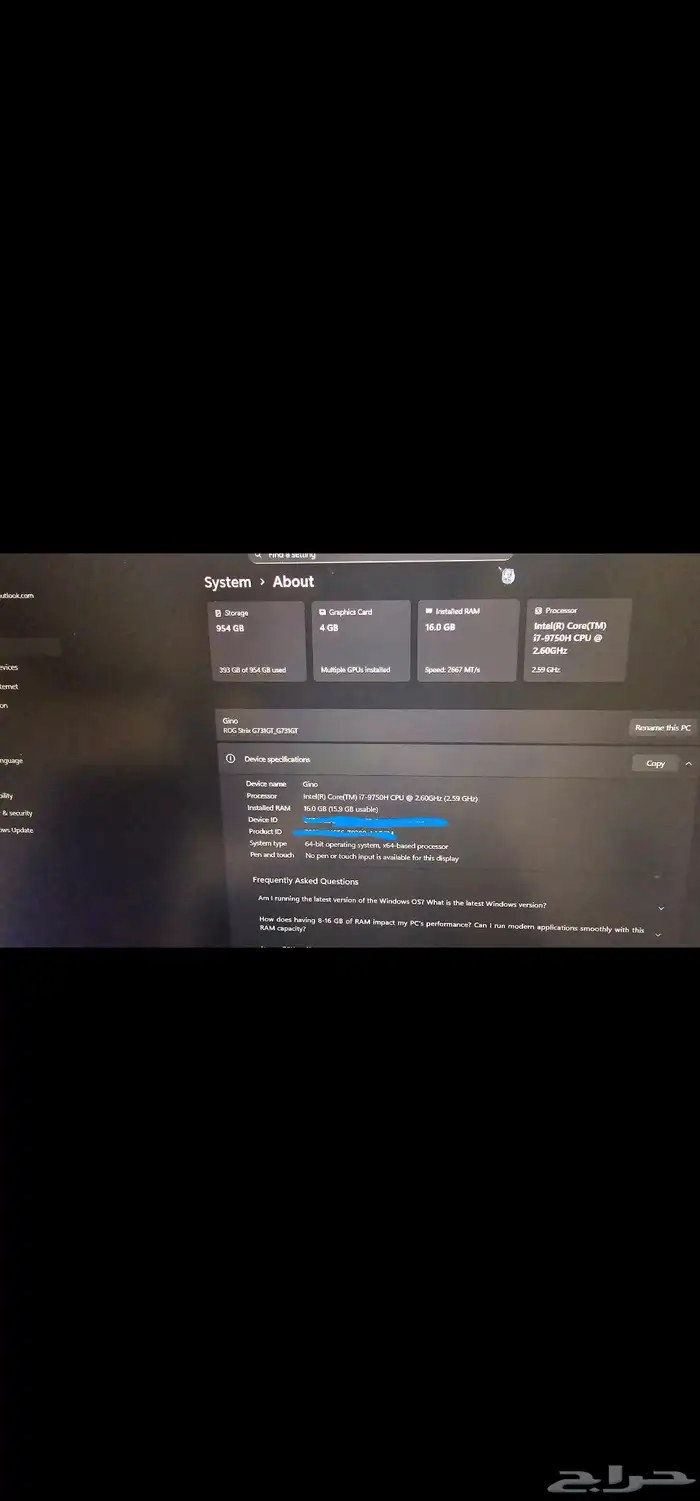 rog g731 i7-9750h 16g 17in 3