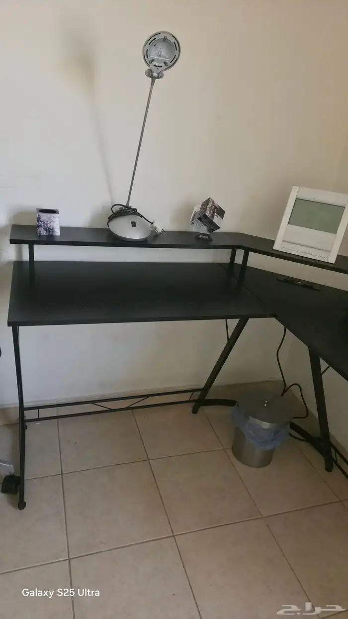 طاولة كمبيوتر وألعاب حرف L مع كرسي مكتب 5