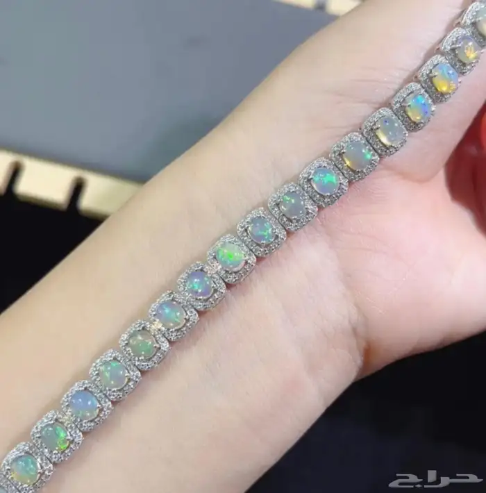أسورة تنس مرصعة بأحجار الاوبال الطبيعي 3