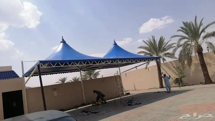 عمل قراميد مظلات تلبيس قماش سواتر بيت شعر 9