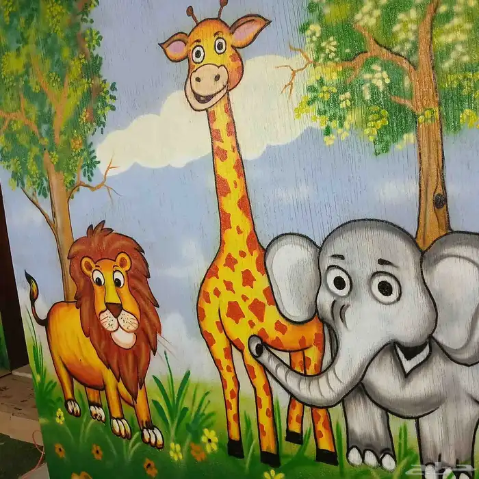 رسم حديقه حيوانات للاطفال بحضانه اطفال 1