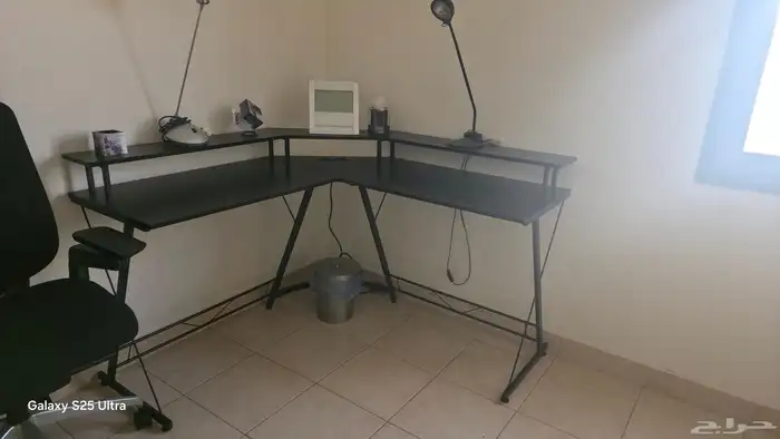 طاولة كمبيوتر وألعاب حرف L مع كرسي مكتب 2