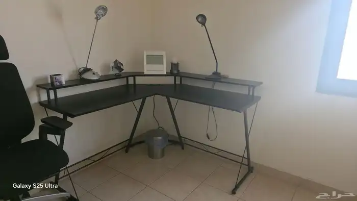 طاولة كمبيوتر وألعاب حرف L مع كرسي مكتب 3