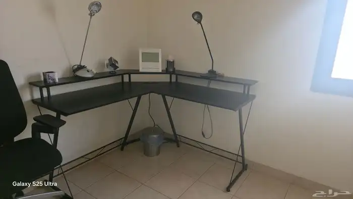 طاولة كمبيوتر وألعاب حرف L مع كرسي مكتب 1