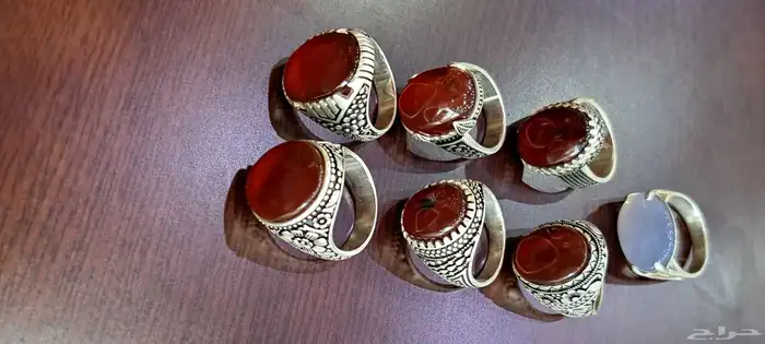 خواتم فضه عقيق يمني اصلي وخواتم ايطالي 1