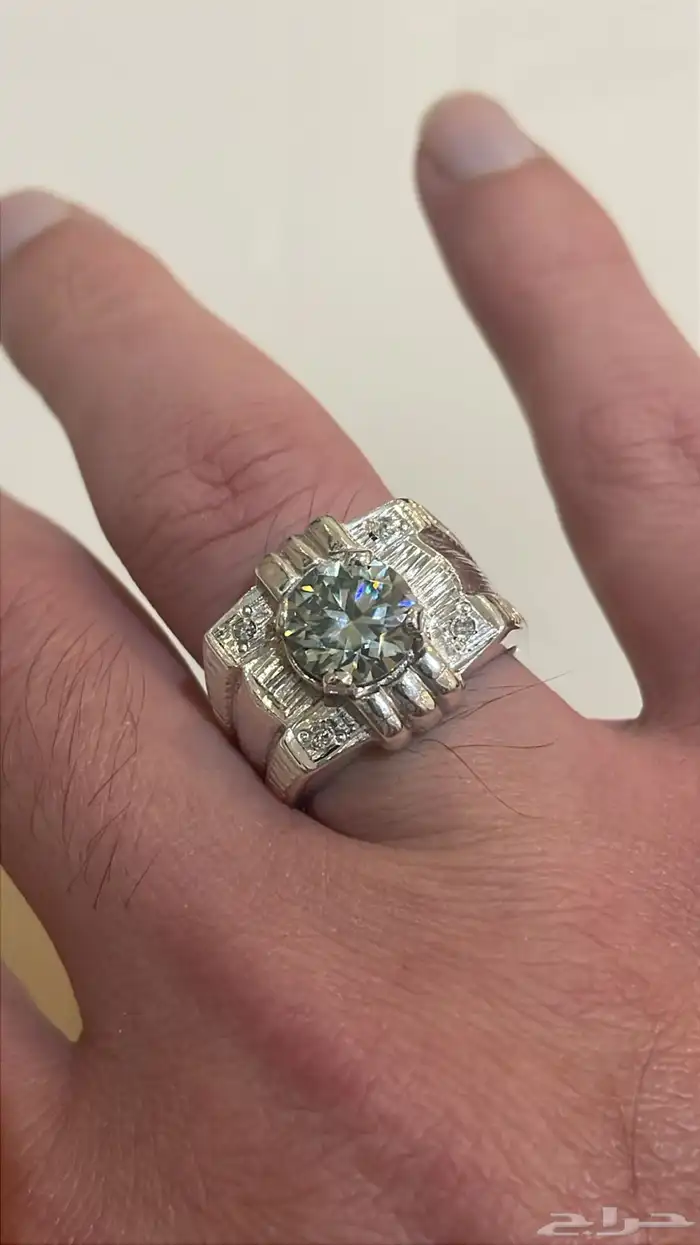 خاتم موزنايت فانسي مرصع ألماس حر 1