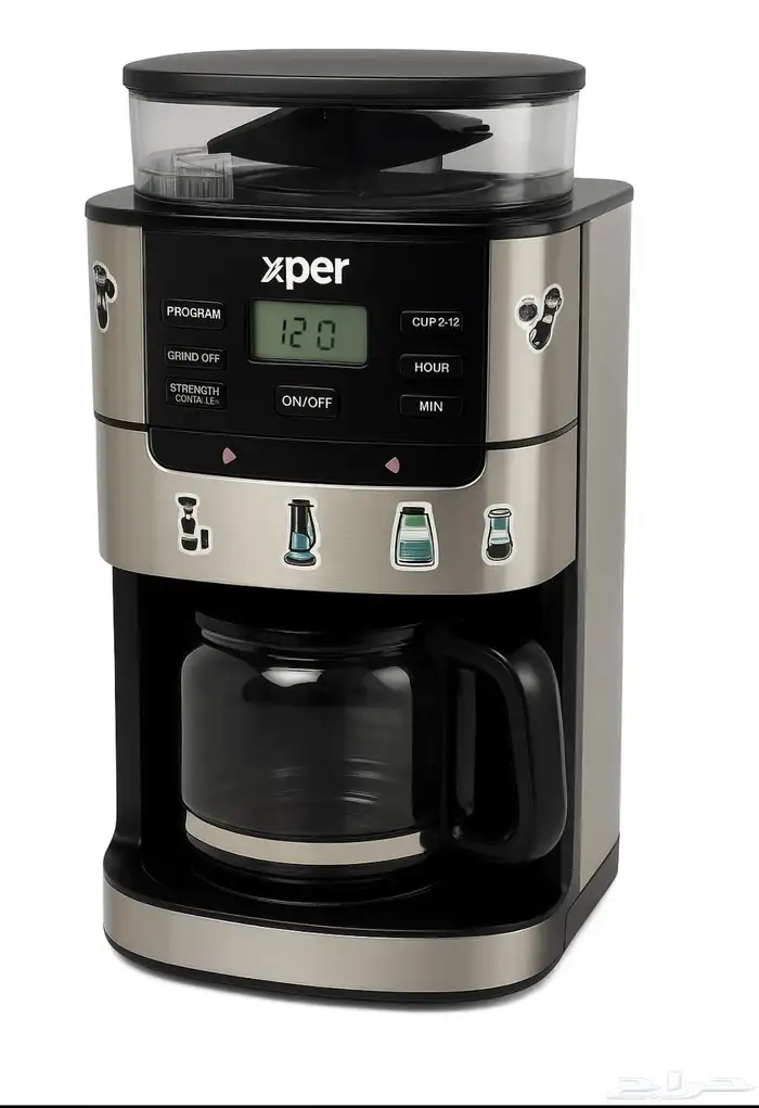 ماكينة قهوة Xper Drip Coffee Maker بطاحونة مدمجة 0